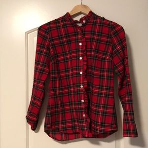 J. Crew Factory Plaid Ruffle Shirt